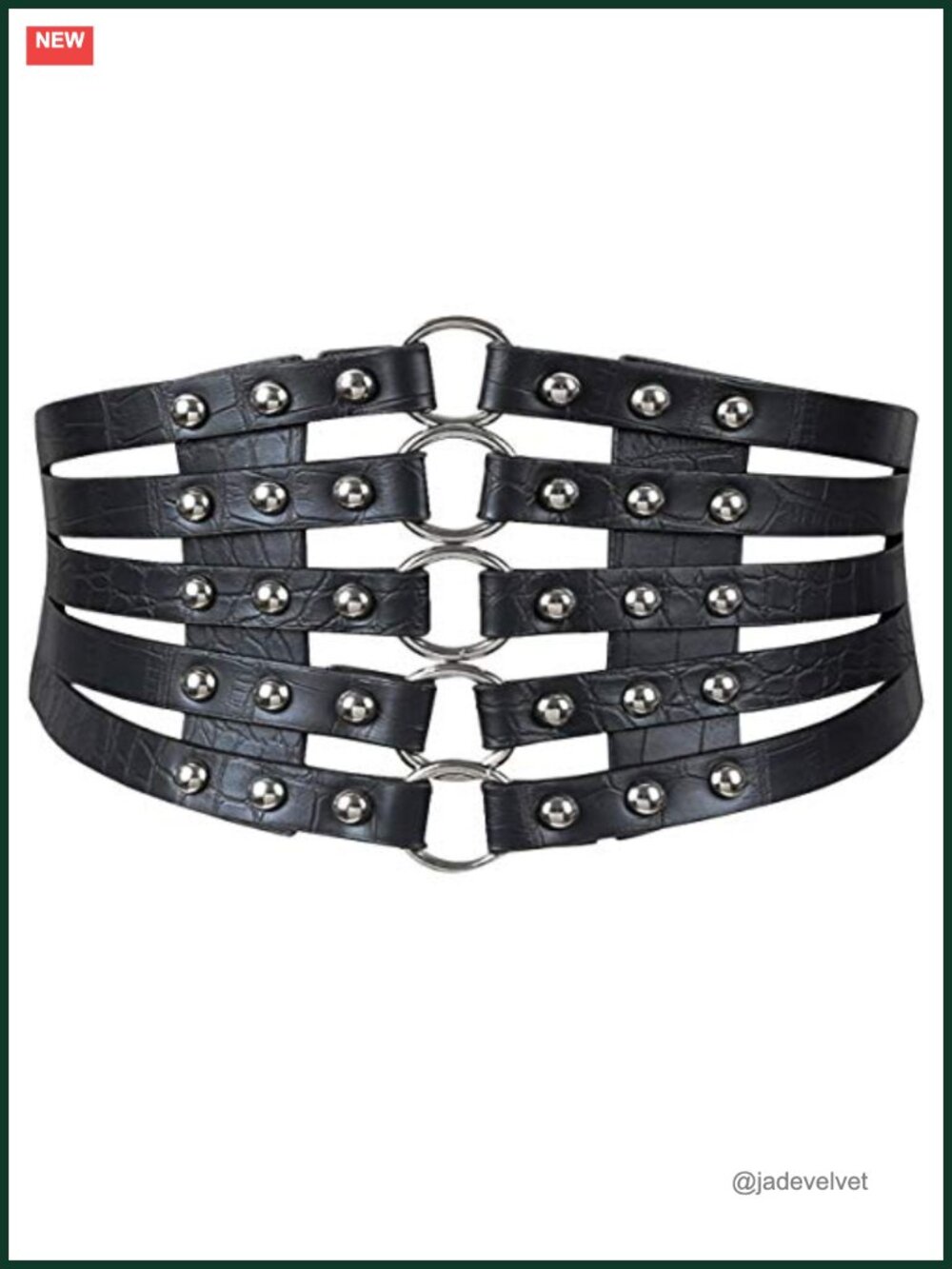 PU Leather Hollow Out Rivet Cinch Corset Wide Waist Belt Stretch Underbust